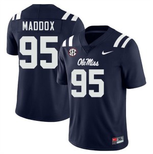 Men's Andrew Maddox Navy Ole Miss Rebels #95 College Football High School Jersey 959531-694