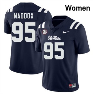 Women Andrew Maddox Navy Ole Miss Rebels #95 College Football High School Jersey 446463-185