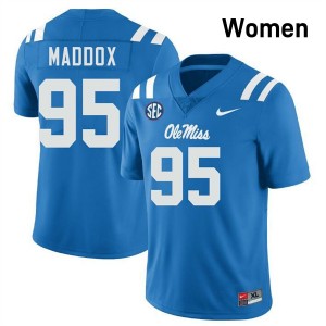 Women Andrew Maddox Powder Blue Ole Miss Rebels #95 College Football Alumni Jersey 901899-154