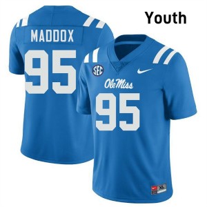 Youth Andrew Maddox Powder Blue Ole Miss Rebels #95 College Football Player Jerseys 452628-126