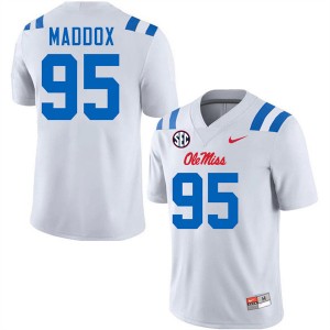 Men Andrew Maddox White Ole Miss Rebels #95 College Football Replica Jersey 762668-357