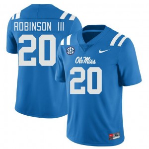 Men's Anthony Robinson III Powder Blue Ole Miss Rebels #20 College Football NCAA Jerseys 216885-163