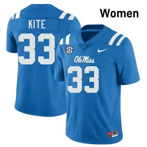 Women Antonio Kite Powder Blue Ole Miss Rebels #33 College Football 2025 Jerseys 404854-774