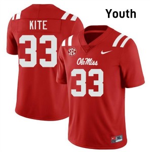 Youth Antonio Kite Red Ole Miss Rebels #33 College Football Embroidery Jersey 645502-641