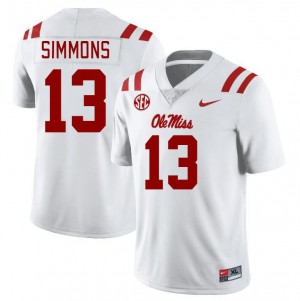 Mens Austin Simmons White Ole Miss Rebels #13 College Football 2025-26 Jersey 789364-910