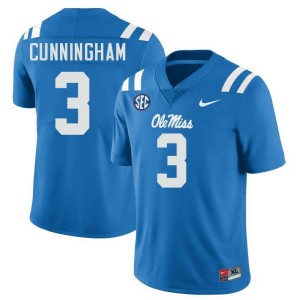 Mens Caleb Cunningham Powder Blue Ole Miss Rebels #3 College Football Alumni Jerseys 360913-615