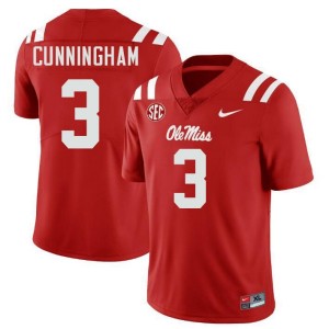 Men's Caleb Cunningham Red Ole Miss Rebels #3 College Football 2025 Jerseys 108301-282