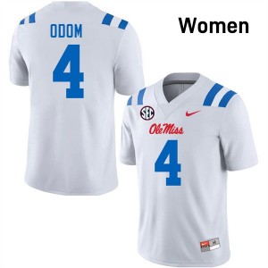 Women's Caleb Odom White Ole Miss Rebels #4 College Football Official Jersey 376472-983