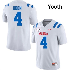 Youth Caleb Odom White Ole Miss Rebels #4 College Football Official Jersey 137829-253