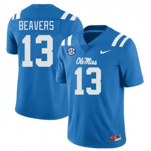 Men's Cedrick Beavers Powder Blue Ole Miss Rebels #13 College Football Official Jerseys 542957-544