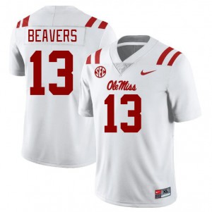 Men's Cedrick Beavers White Ole Miss Rebels #13 College Football 2025-26 Jerseys 901819-404