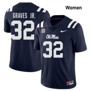 Women's Chris Graves Jr. Navy Ole Miss Rebels #32 College Football Player Jersey 719919-350