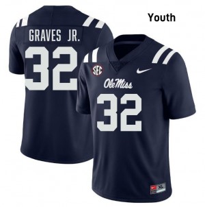 Youth Chris Graves Jr. Navy Ole Miss Rebels #32 College Football Game Jerseys 422439-785