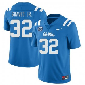 Men's Chris Graves Jr. Powder Blue Ole Miss Rebels #32 College Football Official Jersey 117158-715