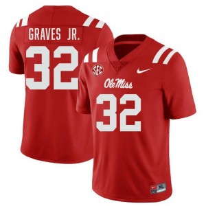 Men's Chris Graves Jr. Red Ole Miss Rebels #32 College Football Official Jersey 157044-572