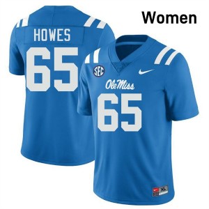 Women Connor Howes Powder Blue Ole Miss Rebels #65 College Football Limited Jerseys 798702-404