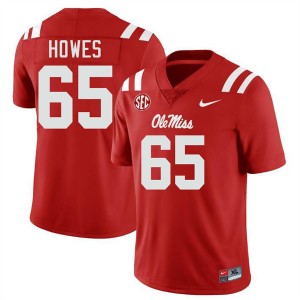 Men's Connor Howes Red Ole Miss Rebels #65 College Football Limited Jersey 847251-538