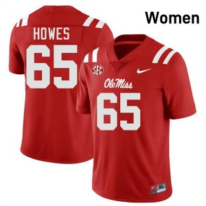 Women Connor Howes Red Ole Miss Rebels #65 College Football NCAA Jersey 964466-971