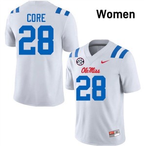 Women's Dante Core White Ole Miss Rebels #28 College Football Limited Jerseys 343980-771