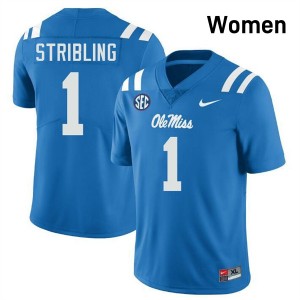 Women De'Zhaun Stribling Powder Blue Ole Miss Rebels #1 College Football 2025-26 Jersey 882089-825