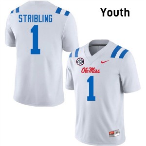 Youth De'Zhaun Stribling White Ole Miss Rebels #1 College Football Alumni Jersey 636478-262