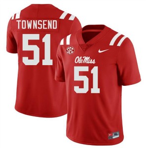 Mens Delano Townsend Red Ole Miss Rebels #51 College Football Alumni Jerseys 677091-562