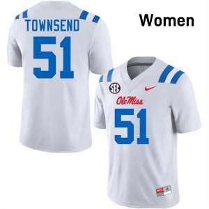 Women's Delano Townsend White Ole Miss Rebels #51 College Football Alumni Jerseys 655061-947