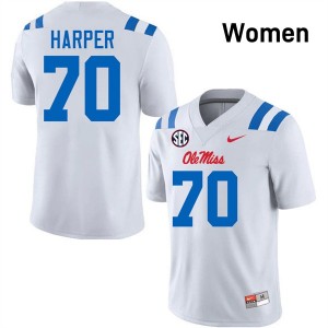 Women's Devin Harper White Ole Miss Rebels #70 College Football University Jersey 332962-592