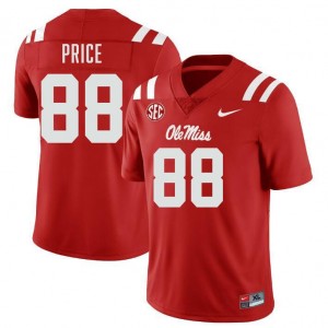 Men Devin Price Red Ole Miss Rebels #88 College Football Official Jerseys 443801-794