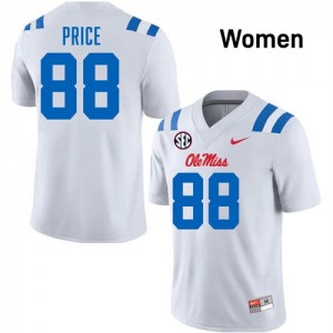 Women's Devin Price White Ole Miss Rebels #88 College Football High School Jerseys 424843-225