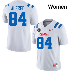 Women Dillon Alfred White Ole Miss Rebels #84 College Football Stitched Jerseys 418002-275