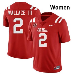 Women Harrison Wallace III Red Ole Miss Rebels #2 College Football 2025-26 Jersey 871436-935
