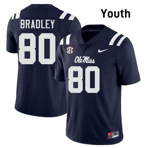 Youth Hayden Bradley Navy Ole Miss Rebels #80 College Football Embroidery Jerseys 313652-983