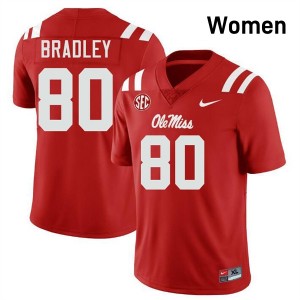 Womens Hayden Bradley Red Ole Miss Rebels #80 College Football NCAA Jerseys 328723-868