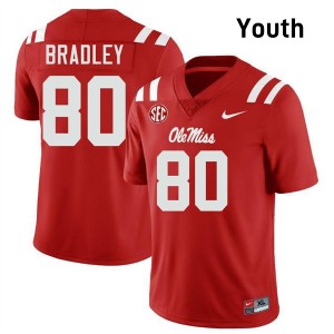 Youth Hayden Bradley Red Ole Miss Rebels #80 College Football 2025 Jersey 404184-859
