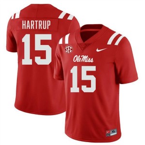 Men's Izaiah Hartrup Red Ole Miss Rebels #15 College Football NCAA Jersey 875918-283