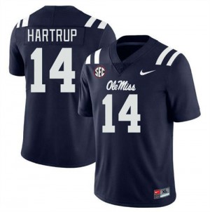 Mens Izaiah Hartrup Navy Ole Miss Rebels #14 College Football 2025 Jerseys 376122-759