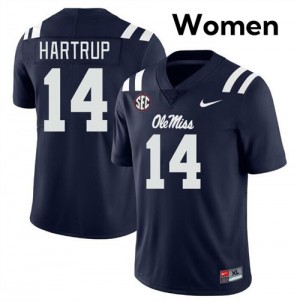 Women Izaiah Hartrup Navy Ole Miss Rebels #14 College Football NCAA Jerseys 299812-759