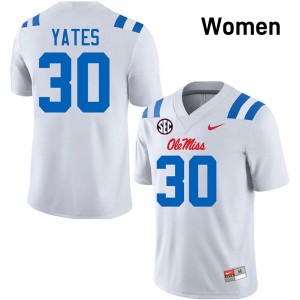 Women Jaden Yates White Ole Miss Rebels #30 College Football Limited Jerseys 804331-665