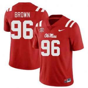 Mens Jamarious Brown Red Ole Miss Rebels #96 College Football 2025-26 Jersey 889635-422