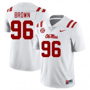 Men's Jamarious Brown White Ole Miss Rebels #96 College Football Player Jersey 492511-963