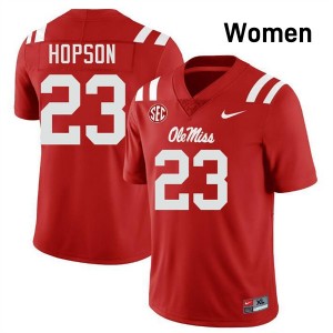 Women's Jarcoby Hopson Red Ole Miss Rebels #23 College Football Player Jersey 582615-947