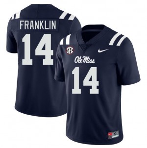 Men Kam Franklin Navy Ole Miss Rebels #14 College Football Limited Jerseys 378421-161