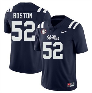 Men Kenneth Boston Navy Ole Miss Rebels #52 College Football University Jersey 107255-489