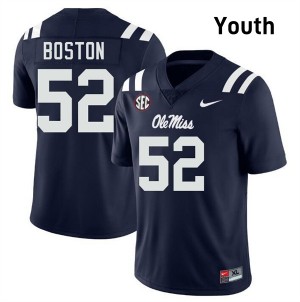 Youth Kenneth Boston Navy Ole Miss Rebels #52 College Football NCAA Jerseys 162292-768