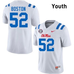 Youth Kenneth Boston White Ole Miss Rebels #52 College Football Alumni Jersey 408554-482