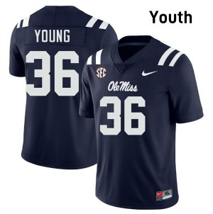 Youth Keon Young Navy Ole Miss Rebels #36 College Football Limited Jerseys 238951-547