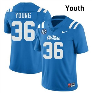 Youth Keon Young Powder Blue Ole Miss Rebels #36 College Football Replica Jersey 272747-849