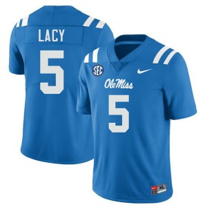 Men Kewan Lacy Powder Blue Ole Miss Rebels #5 College Football Limited Jersey 788162-353