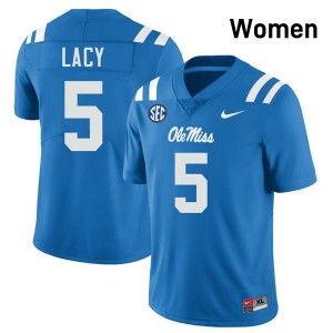 Women's Kewan Lacy Powder Blue Ole Miss Rebels #5 College Football 2025 Jersey 566409-676